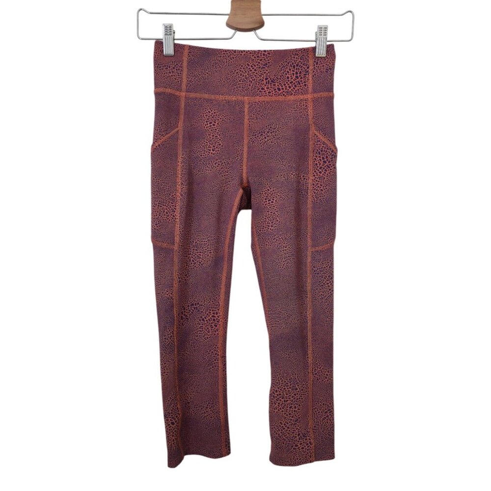 Lululemon Invigorate High-Rise Crop Orange Crackle Glaze Athletic Leggings Sz 4